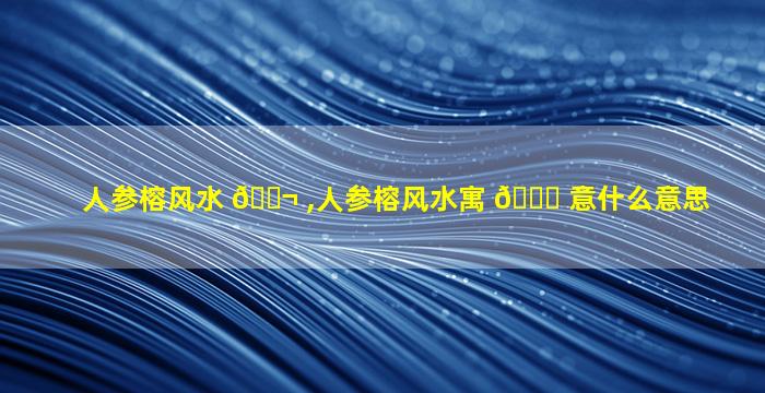 人参榕风水 🐬 ,人参榕风水寓 💐 意什么意思